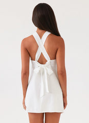 Keira Linen Micro Mini Dress - White