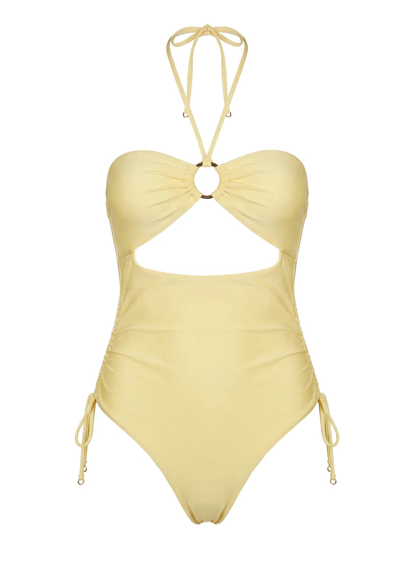 Ubelia Halter Cut Out One Piece Yellow