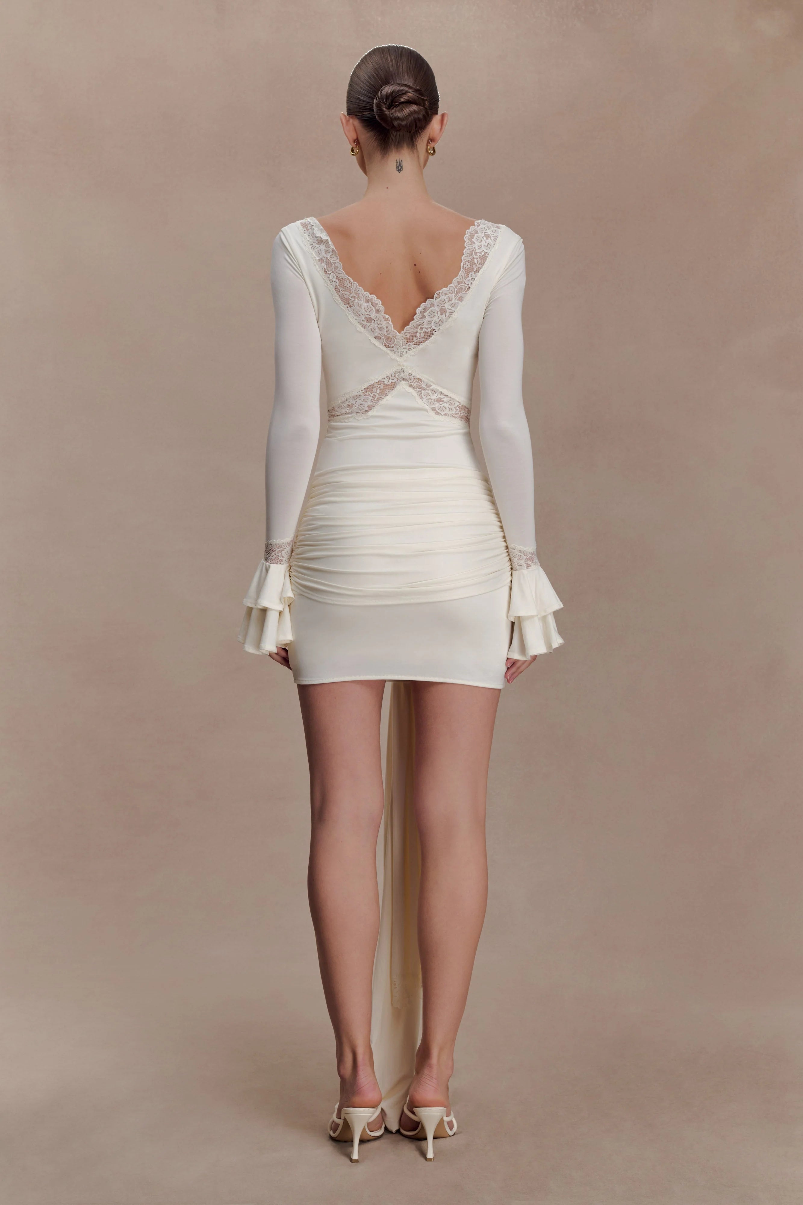 Electra Slinky Lace Mini Dress - Ivory