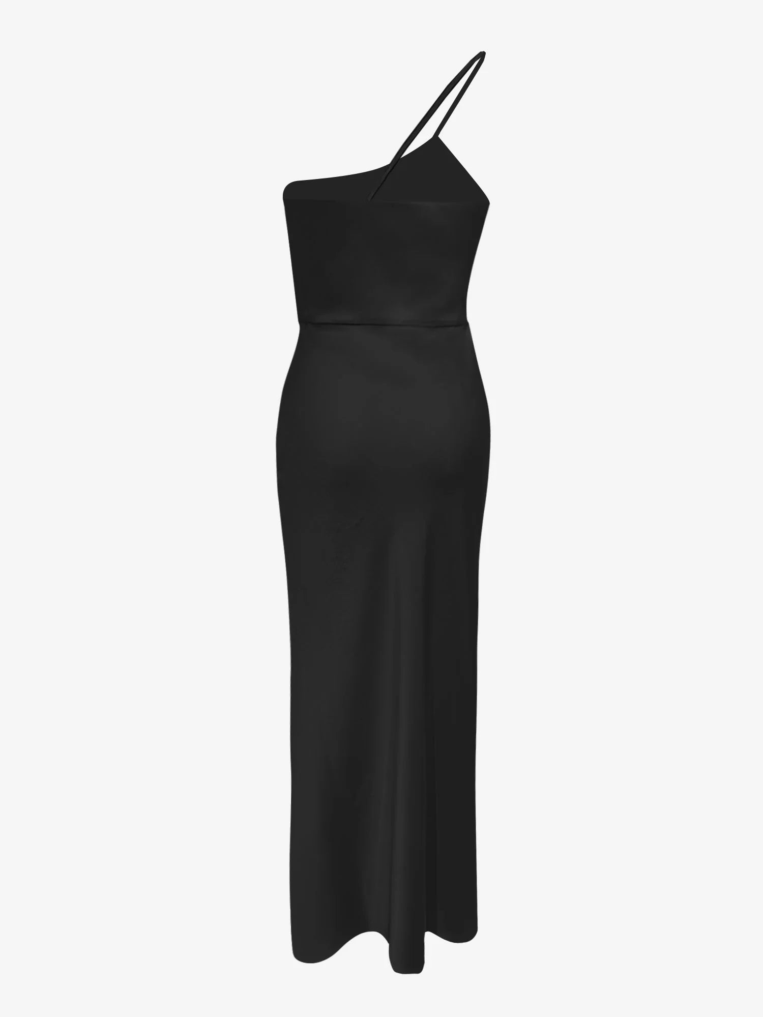 One Shoulder Spaghetti Strap Backless Satin Dress