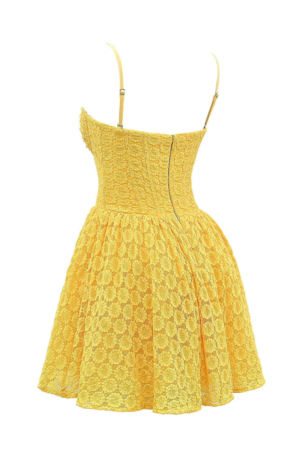 Apricot Lace Corset Mini Dress - Yellow