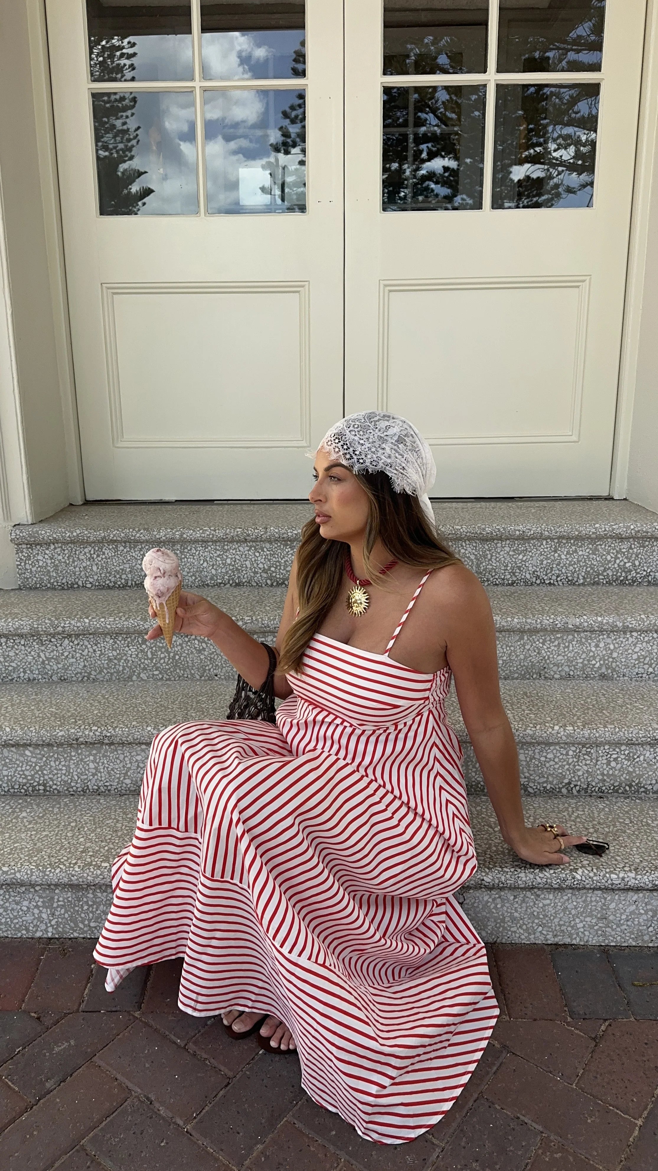 Marcel Maxi Dress - Red/White Stripe