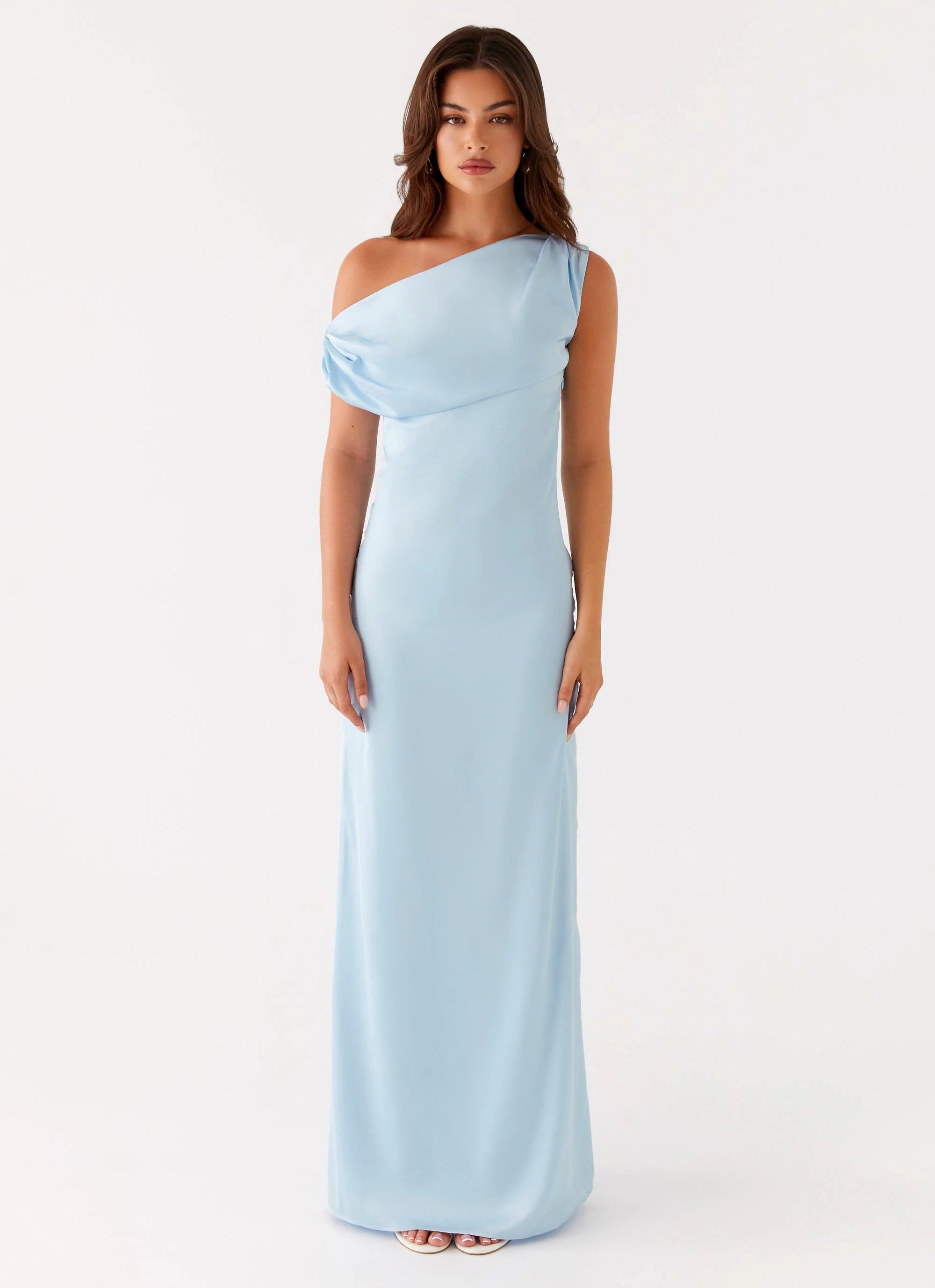 Heart Of Glass Satin Maxi Dress - Blue