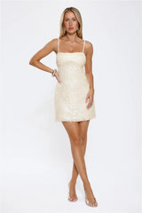 Glamour Nights Sequin Strappy Mini Dress Yellow