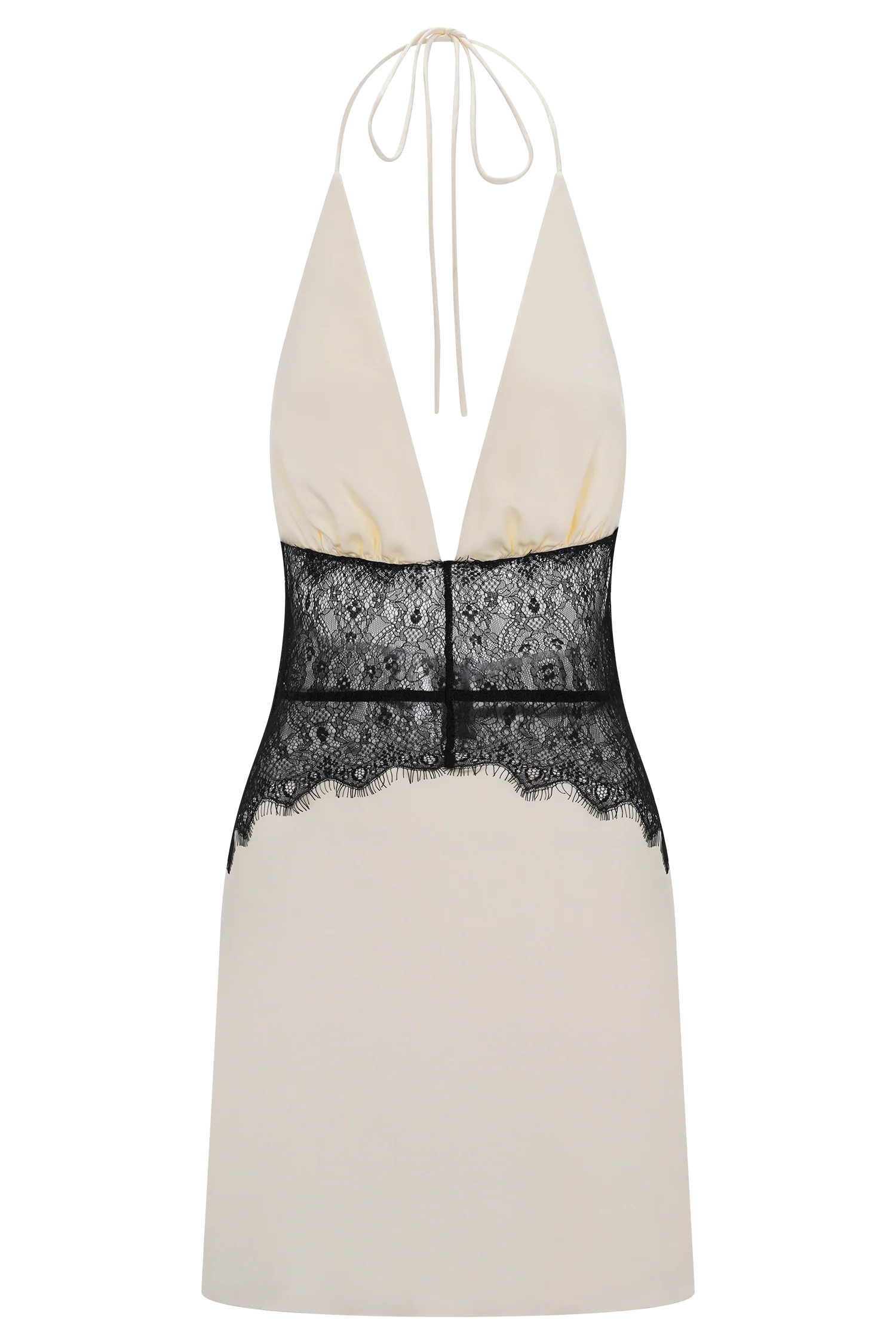 Dinah Lace And Satin Mini Dress - Black/Ivory
