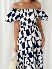 Tiered Smocked Puff Sleeve Dress