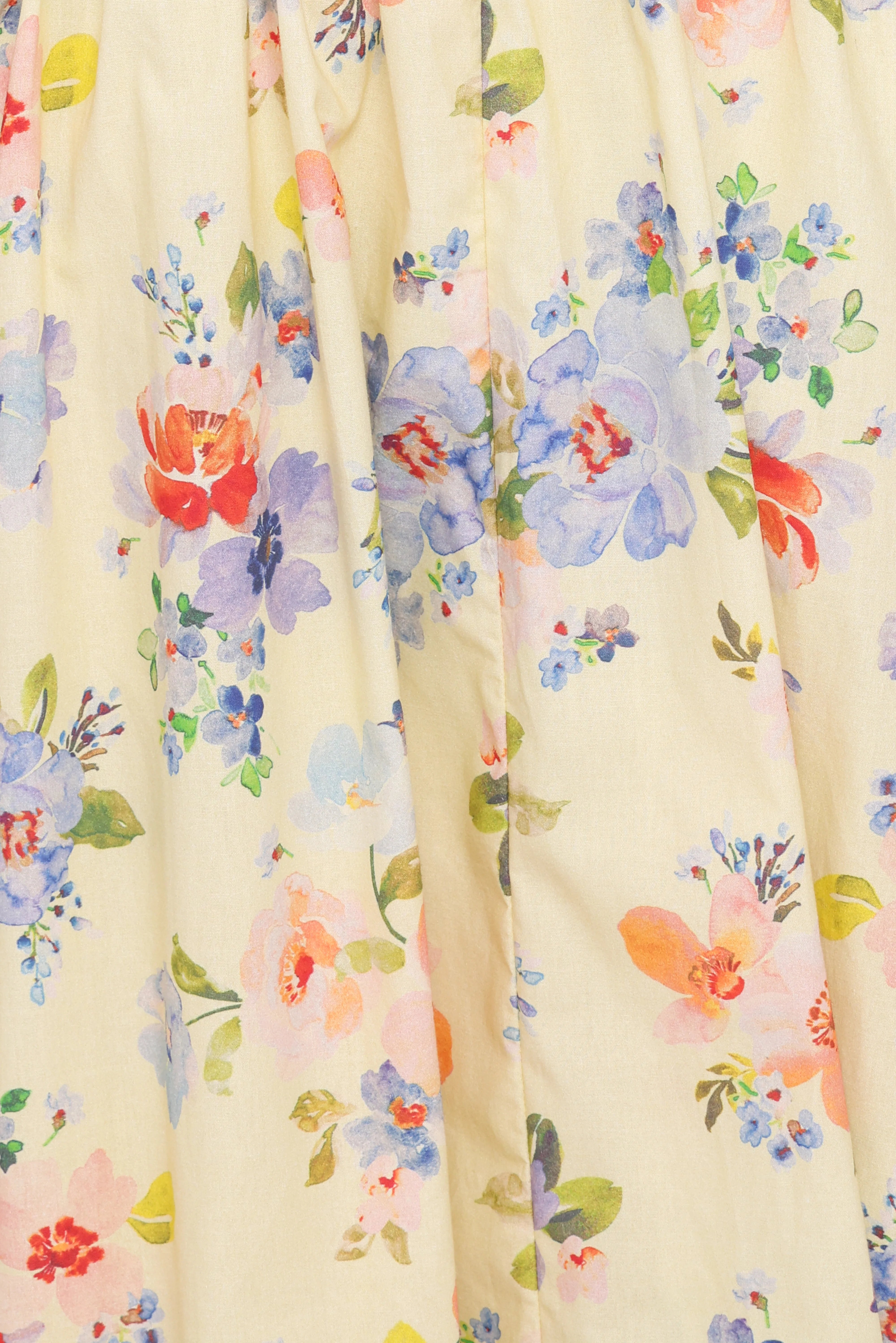 Enola Gather Midi Dress - Yellow Floral