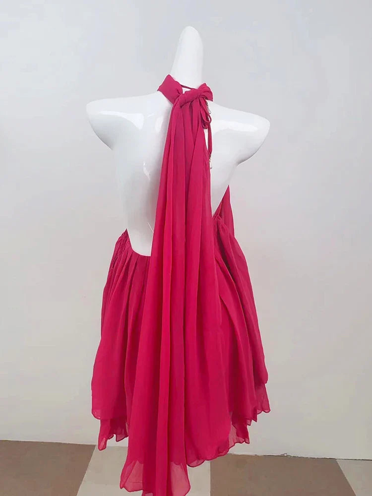 Bell Sleeve Off-Shoulder Chocker A-line Frill Mini Dress