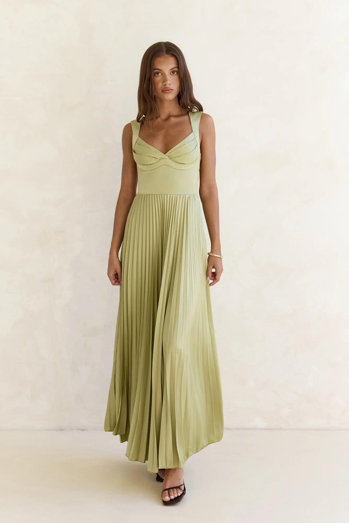 Song Of The Sky Plisse Maxi Dress Green