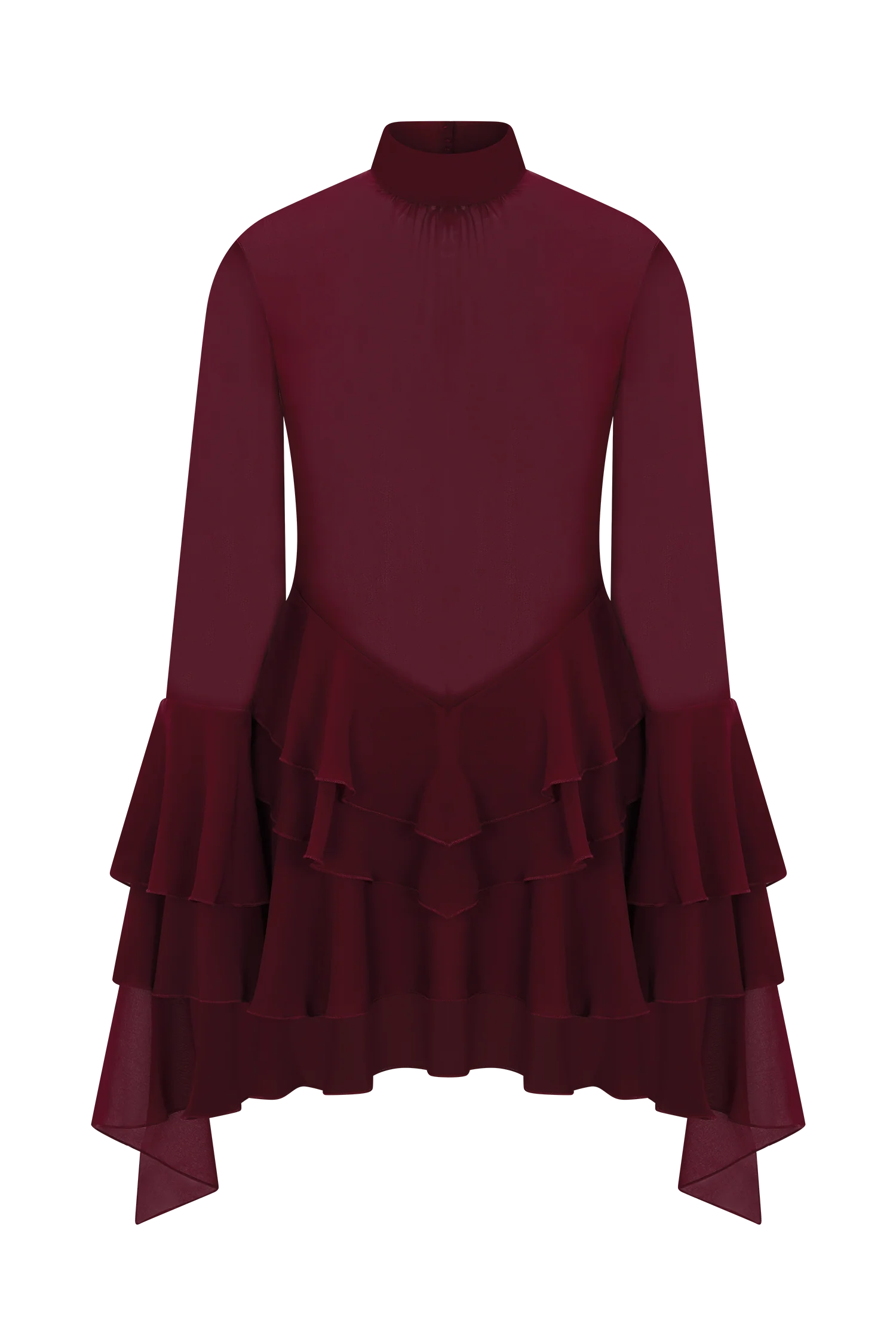 Nimah Chiffon Ruffle Mini Dress - Wine