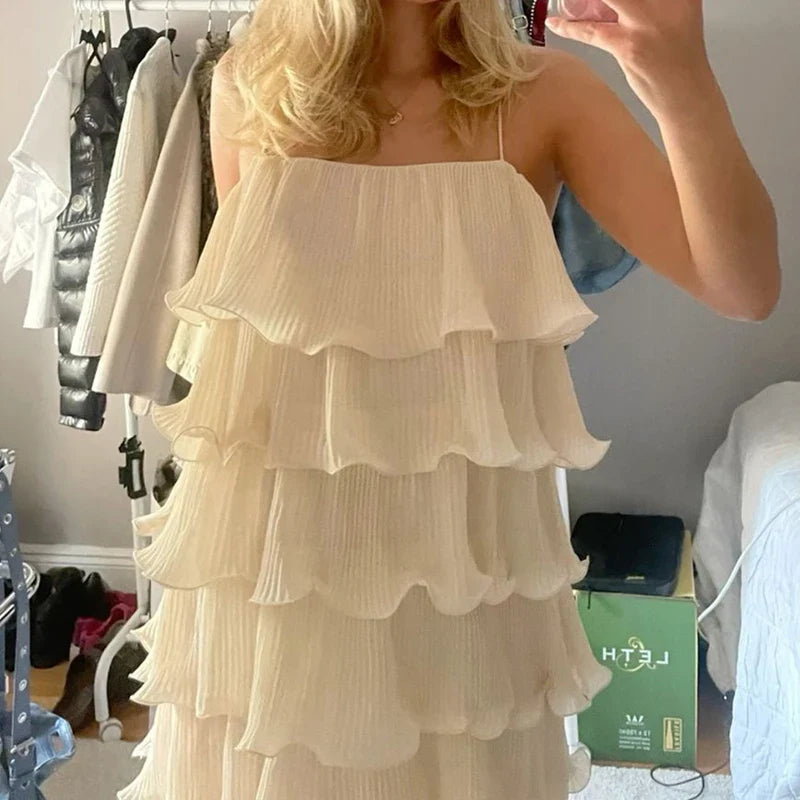 Layer Ruffles Cami Mini Dress